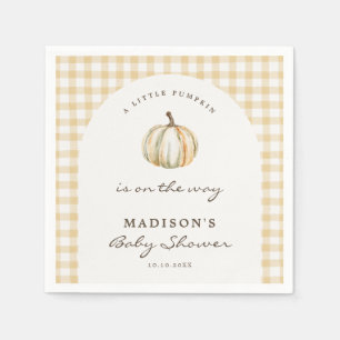 A little Pumpkin Gingham Baby Shower Napkin
