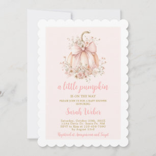 A little pumpkin gingham fall baby shower girl inv invitation