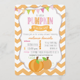 A Little Pumpkin Girl Baby Shower Invitation