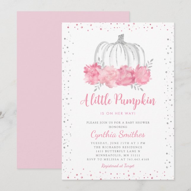 A Little Pumpkin Girl Baby Shower Invitation (Front/Back)