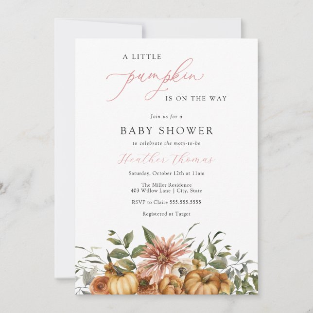 A little Pumpkin Girl Baby Shower Invitation (Front)