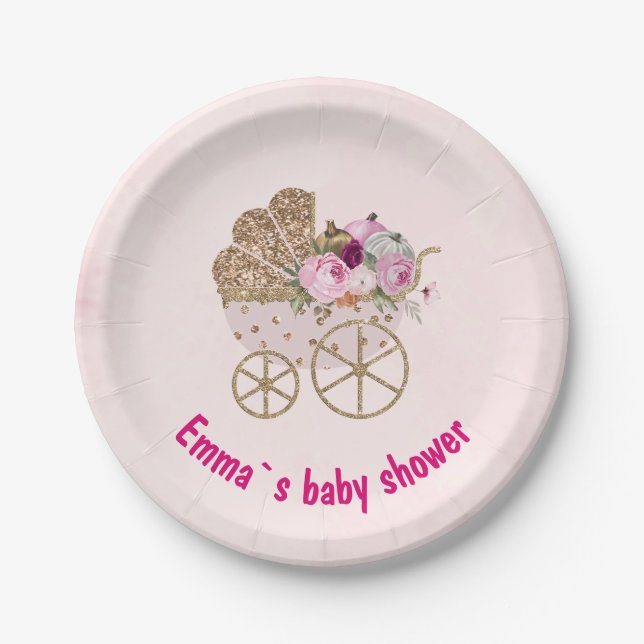 A Little Pumpkin Girl Baby Shower  Paper Plate (Front)