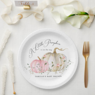 A Little Pumpkin Girl Baby Shower Paper Plate