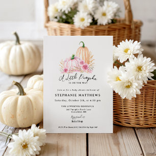 A Little Pumpkin Girl Pink Baby Shower Invitation