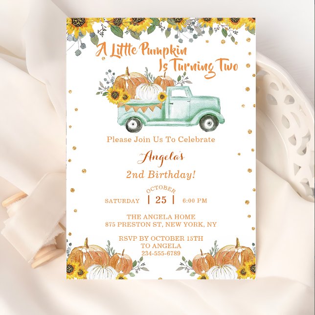 A Little Pumpkin Girl Second Birthday Invitation (Creator Uploaded)