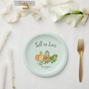 A Little Pumpkin Greenery Fall Baby Shower Paper Plate