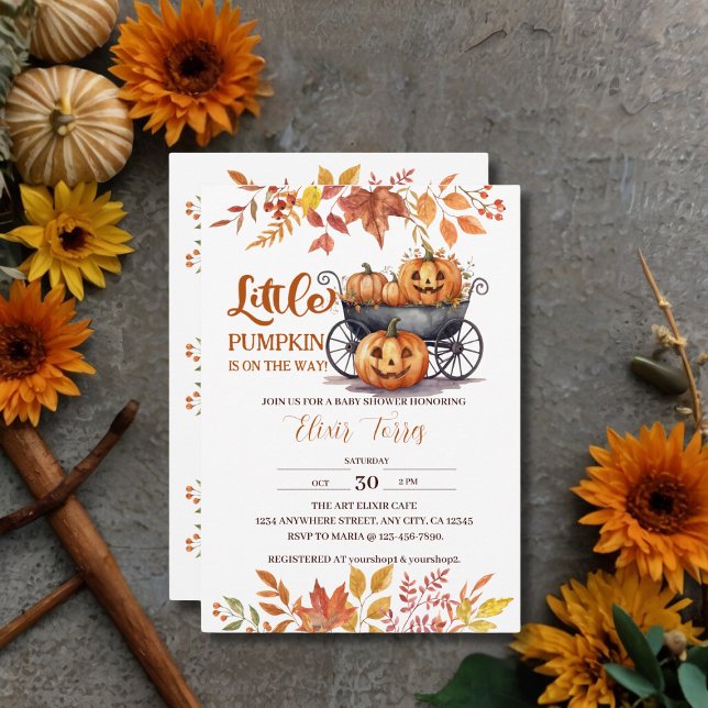 A Little Pumpkin Halloween Fall Baby Shower Invitation (Creator Uploaded)
