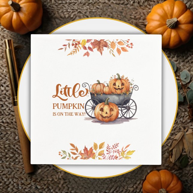 A Little Pumpkin Halloween Fall Baby Shower Napkin (Creator Uploaded)