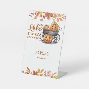 A Little Pumpkin Halloween Fall Baby Shower Pedestal Sign
