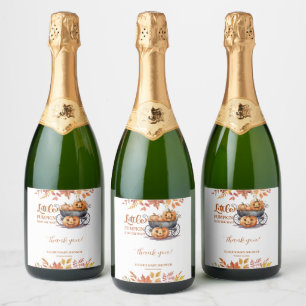 A Little Pumpkin Halloween Fall Baby Shower Sparkling Wine Label
