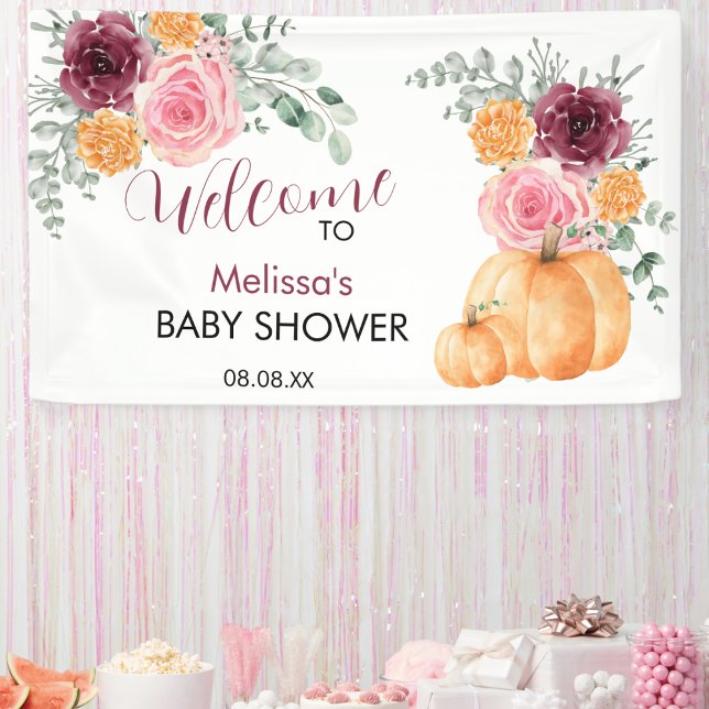 A little pumpkin in on the way fall baby shower  banner (Creator Uploaded)