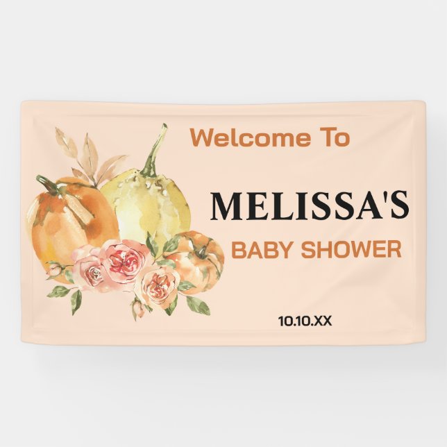 A little pumpkin in on the way fall baby shower banner (Horizontal)