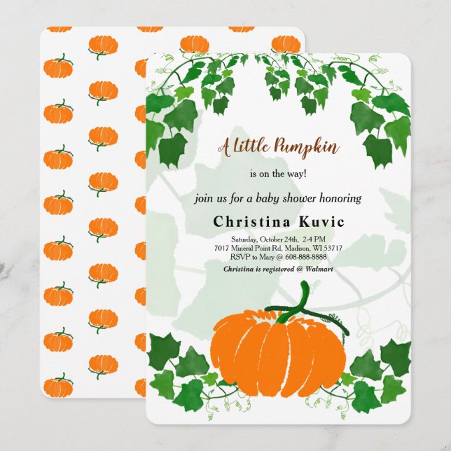 A Little Pumpkin Invitation (Front/Back)