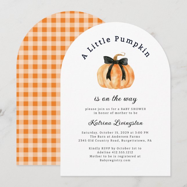 A Little Pumpkin is Almost Here Baby Shower  Invitation (Front/Back)