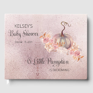 A Little Pumpkin Is Blooming Pink Baby Shower Guest Book