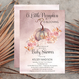 A Little Pumpkin Is Blooming Pink Baby Shower Invi Invitation