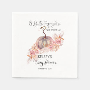 A Little Pumpkin Is Blooming Pink Baby Shower Napkin