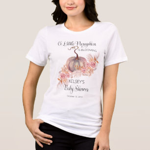 A Little Pumpkin Is Blooming Pink Baby Shower Tri-Blend Shirt