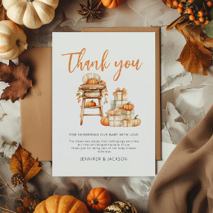 A Little Pumpkin Is Nearly Here Baby Shower Thank You Card