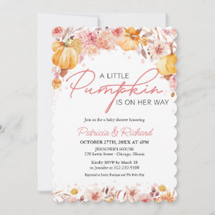A Little Pumpkin Is On Her Way Baby Shower Invitation