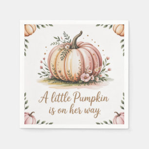 A Little Pumpkin Is On Her Way Baby Shower Napkin