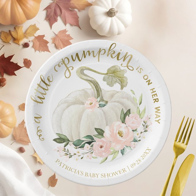 A Little Pumpkin is on her Way Baby Shower Paper Plate (Creator Uploaded)