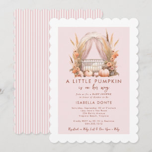 A Little Pumpkin Is on Her Way Girl Baby Shower  Invitation