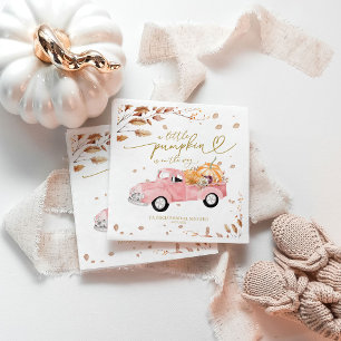 A Little Pumpkin Is On Her Way Pink Truck Napkin