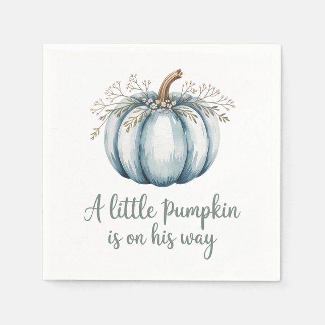A little pumpkin is on his way Baby Shower Napkin (Front)