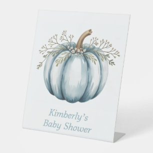 A little pumpkin is on his way Baby Shower Pedestal Sign