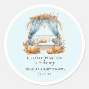 A Little Pumpkin Is On His Way Boy Baby Shower  Classic Round Sticker