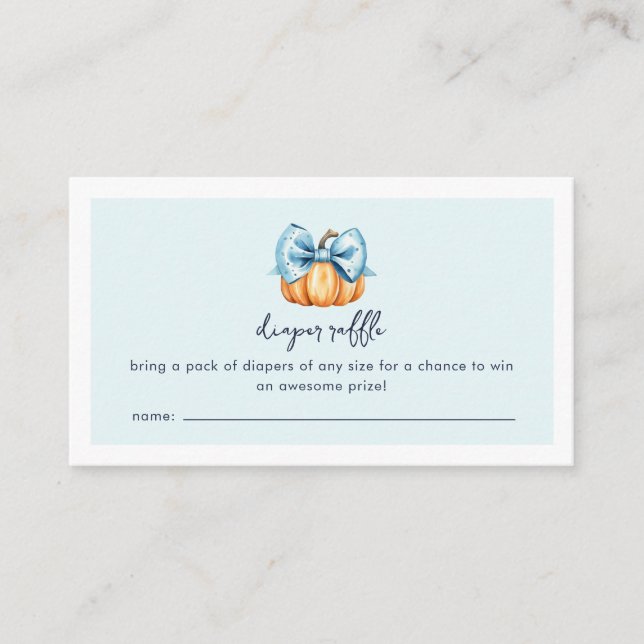 A Little Pumpkin Is On His Way Boy Baby Shower  Enclosure Card (Front)