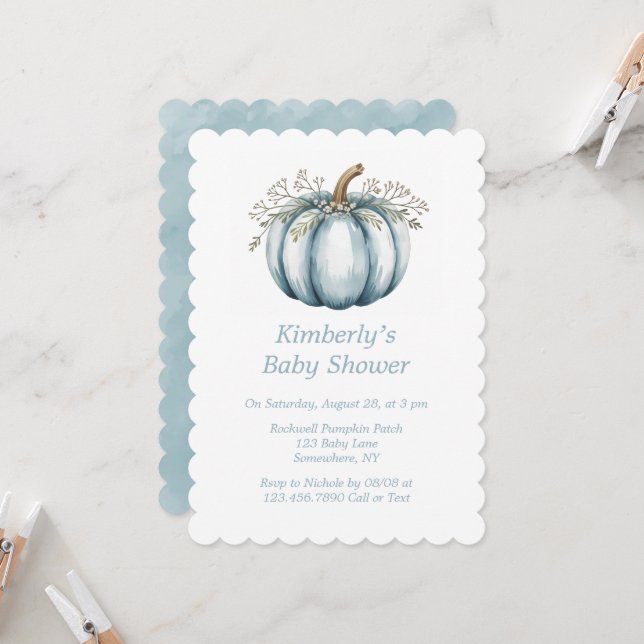 A little pumpkin is on his way Boy Baby Shower  Invitation (Front/Back In Situ)