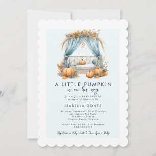 A Little Pumpkin Is on His Way Boy  Baby Shower  Invitation