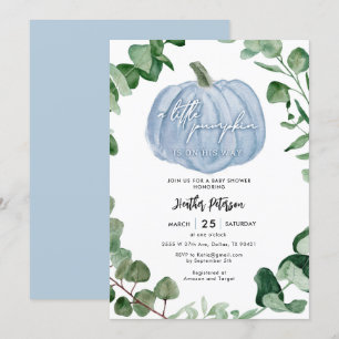 A Little Pumpkin Is On His Way Boy Baby Shower Invitation