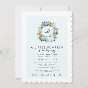 A Little Pumpkin Is on His Way Boy  Baby Shower  Invitation