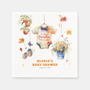 A Little Pumpkin Is On His Way Fall Baby Shower Napkin