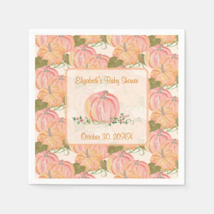A Little Pumpkin Is On The Way Autumn Baby Shower Napkin