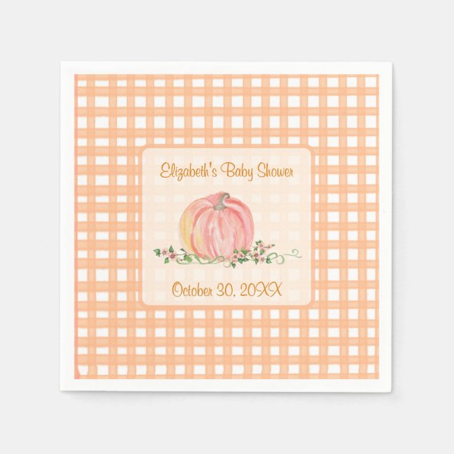 A Little Pumpkin Is On The Way Autumn Baby Shower  Napkin (Front)