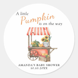 A Little Pumpkin is on the way Baby Shower Classic Round Sticker
