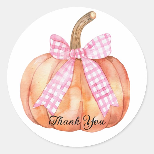 A Little Pumpkin is on the Way Baby Shower  Classic Round Sticker (Front)