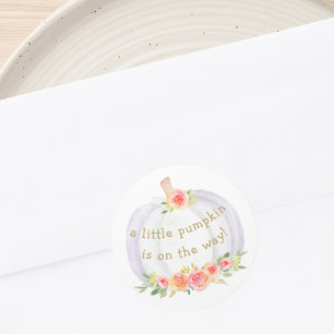 A Little Pumpkin Is on The Way Baby Shower  Classic Round Sticker