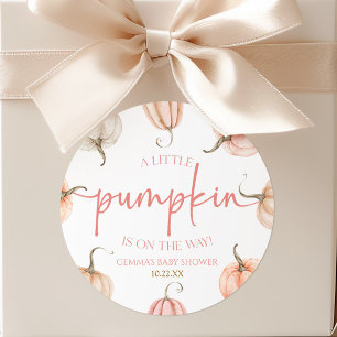 A Little Pumpkin Is On The Way! Baby Shower Classic Round Sticker