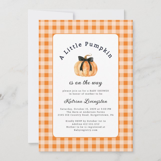 A Little Pumpkin is on the Way Baby Shower  Invitation (Front)