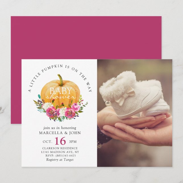 A Little Pumpkin is On the Way Baby Shower Invitation (Front/Back)