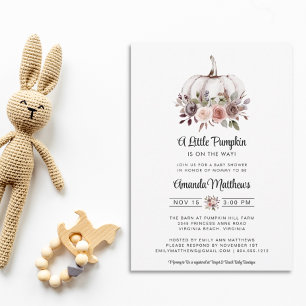 A Little Pumpkin Is on The Way Baby Shower  Invitation