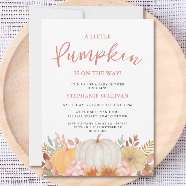 A Little Pumpkin Is On The Way Baby Shower Invitation (Creator Uploaded)