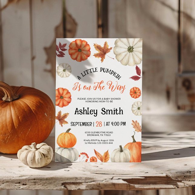 A Little Pumpkin Is On The Way Baby Shower  Invitation (Creator Uploaded)