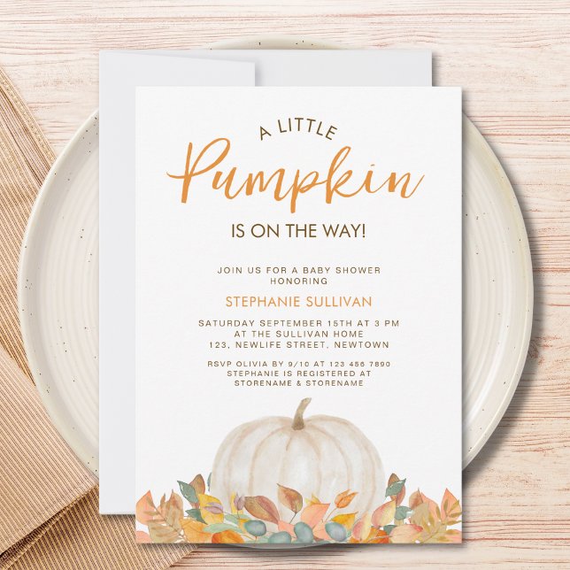 A Little Pumpkin Is On the Way Baby Shower  Invitation (Creator Uploaded)