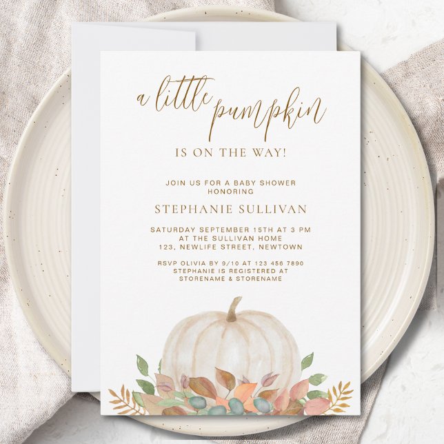 A Little Pumpkin Is On The Way Baby Shower  Invitation (Creator Uploaded)
